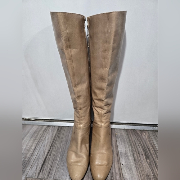 Vintage Salvatore Ferragamo Leather Riding Boots Light Taupe Italy Sz 10 - Picture 12 of 15